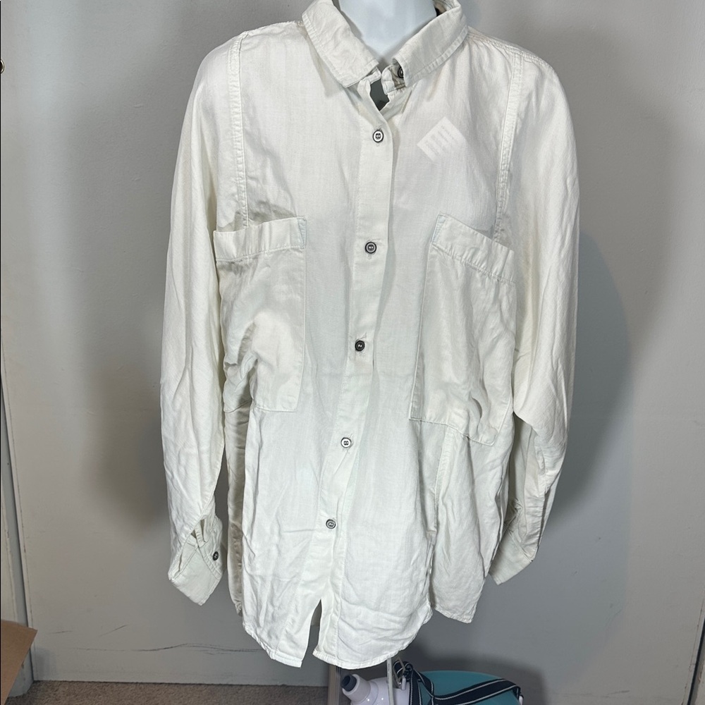 NEW sz 38 IRO bleached Blue off white Button-Up Shirt very oversized NWT